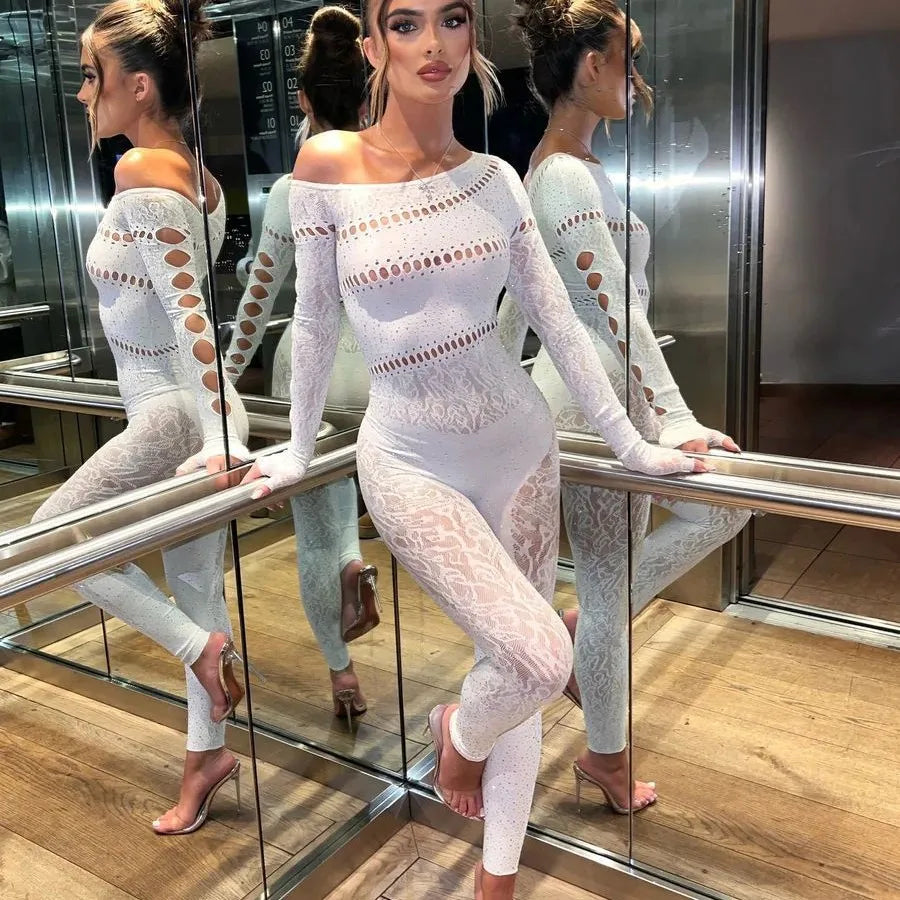Woman's Sexy Rhinestone Bodysuit