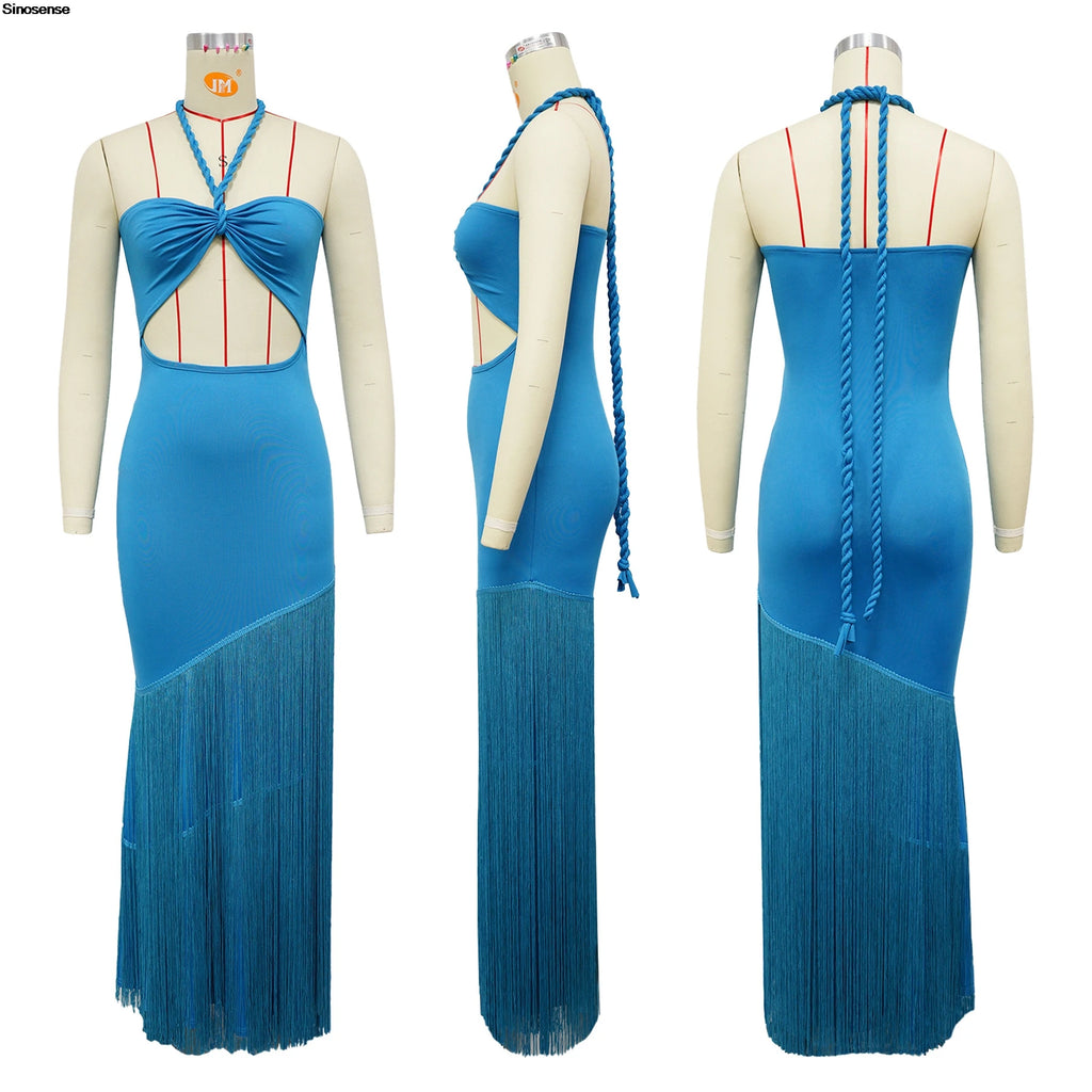 Womens Halter Bodycon Maxi Dress Sexy Backless Cut