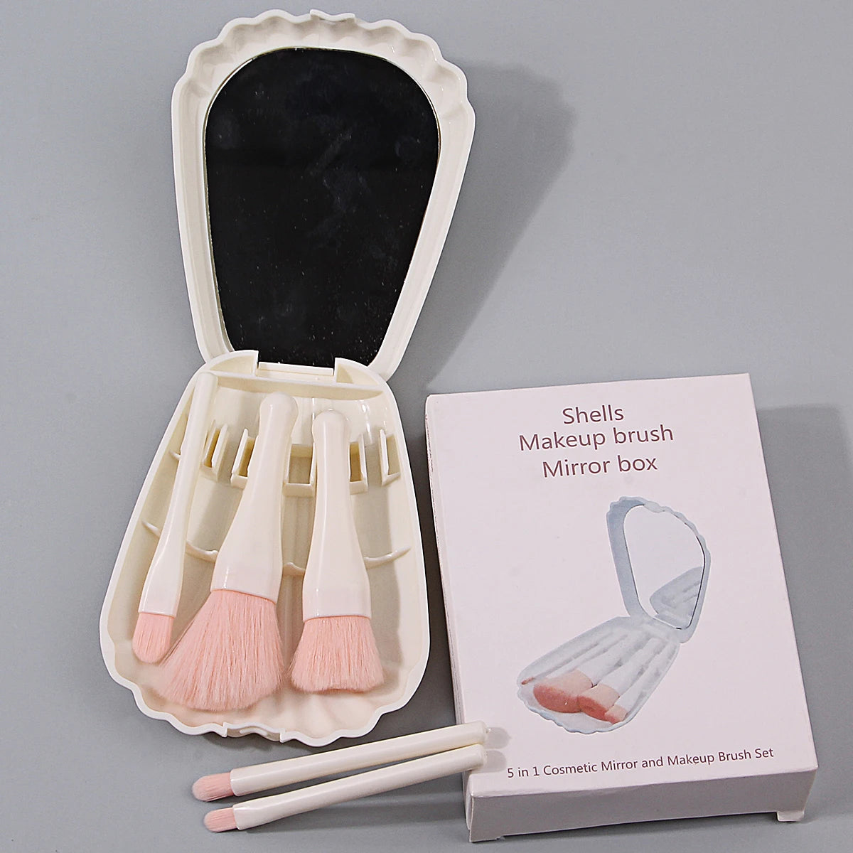 6PCS soft mini shell-shaped box with mirror storage