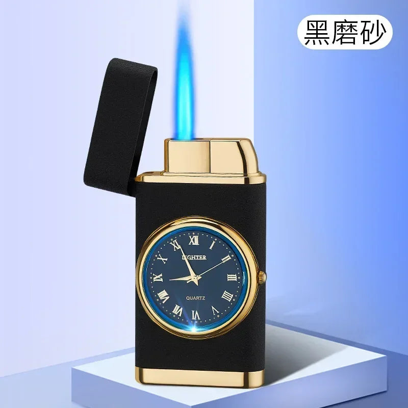 New Quartz Watch Windproof Lighter Metal Blue Light Rocker