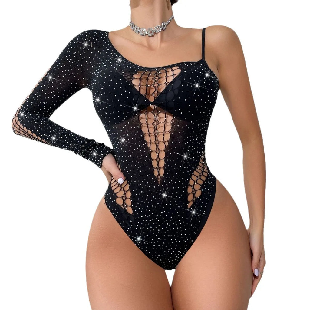 Woman Sexy Exotic Pole Dancer Wear Rave Rhinestone Lingerie