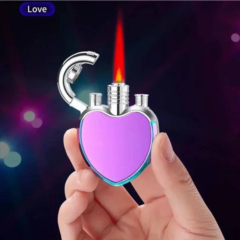 Fashion Love Style Butane Gas Lighter Portable Cool Red Flame Lady Gadget Small and Cute Reusable Inflatable Butane Gas Lighter