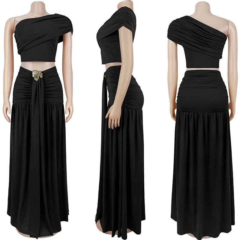 Doyerl Ruched Elegant Party Dress Sets Women 2 Piece Set