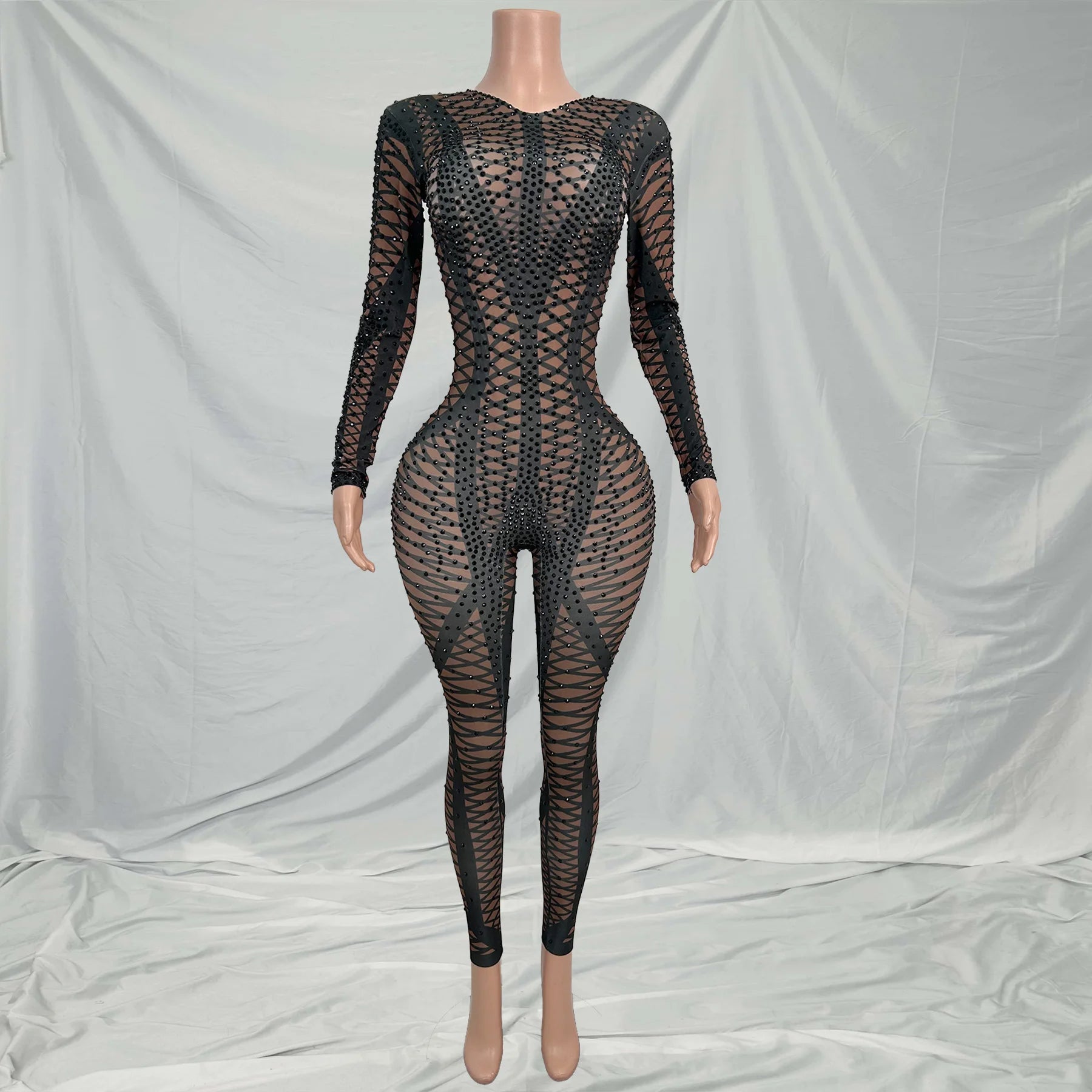 Sexy Long Sleeves Rhinestone Rompers
