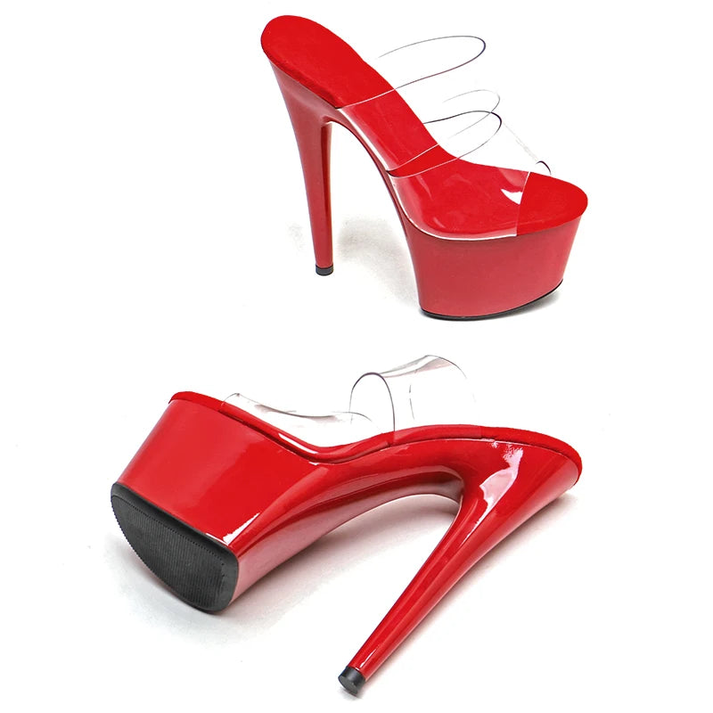 Leecabe 17CM/7Inch  Clear PVC Upper party Slippers sandals Trendy fashion Platform High Heels stripper heel  Pole Dancing  Shoes