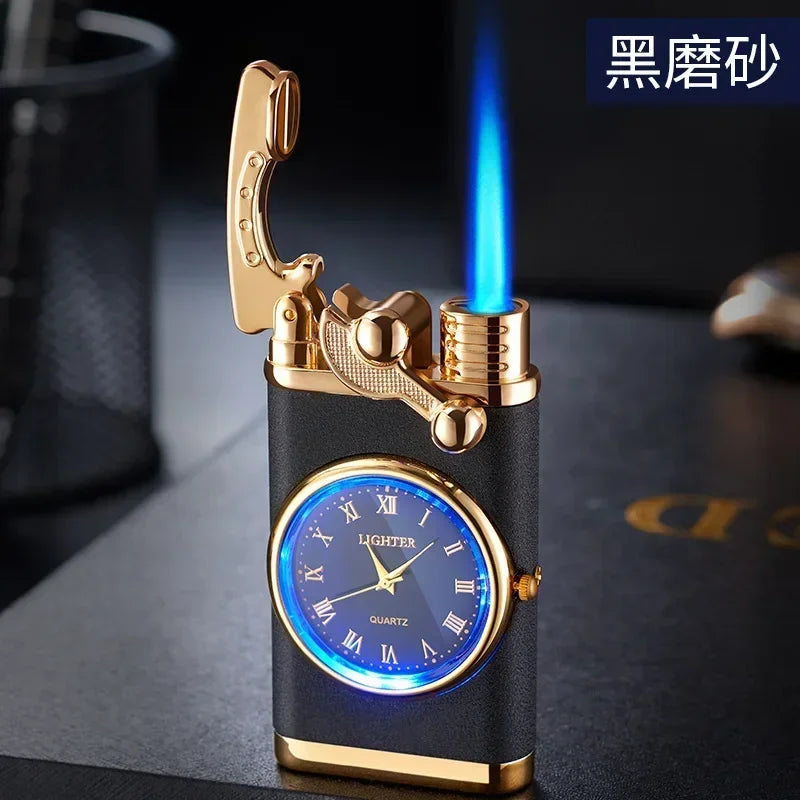 New Quartz Watch Windproof Lighter Metal Blue Light Rocker
