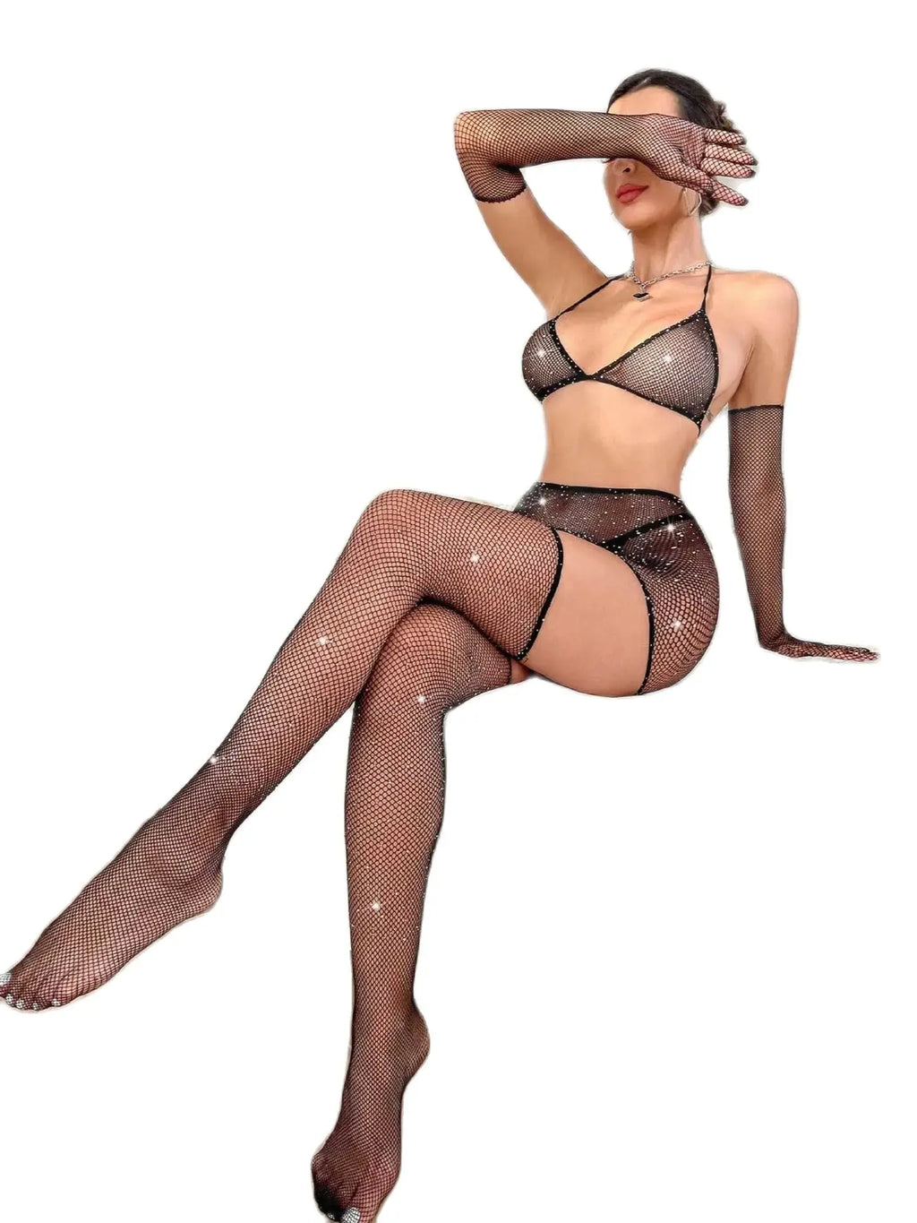 Sexy Bra Lingerie Set Bodysuit Rhinestone