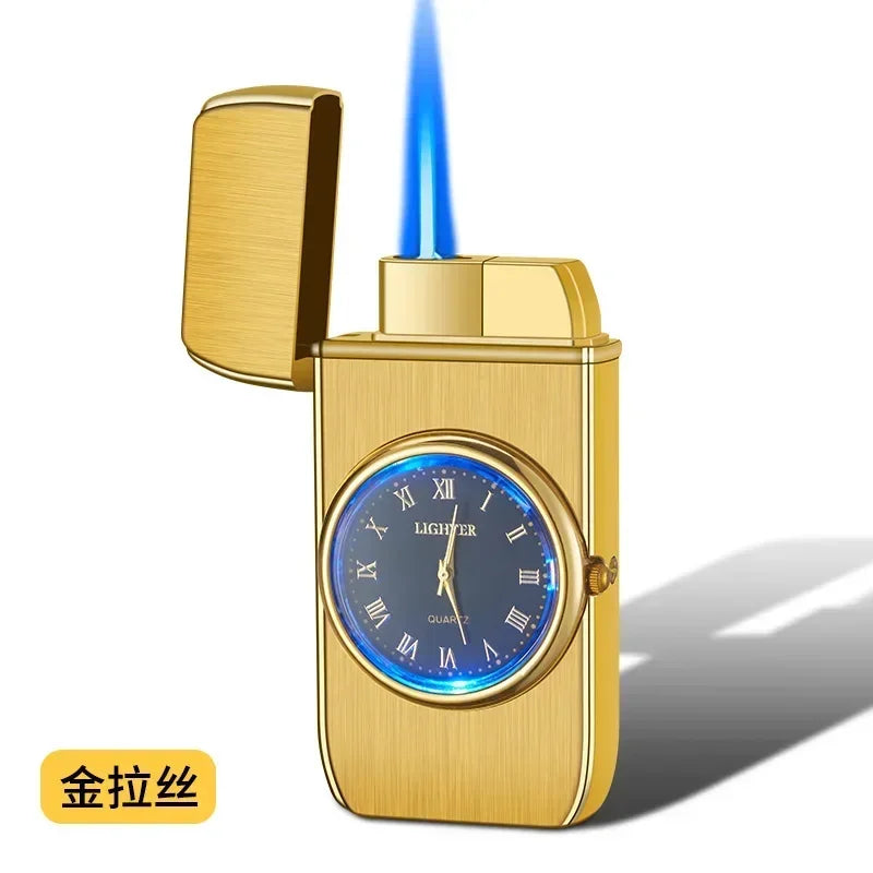 New Quartz Watch Windproof Lighter Metal Blue Light Rocker