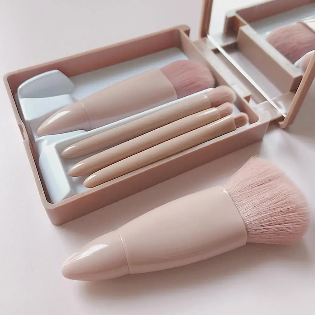 Mini 5Pcs Makeup Brush Set With Mirror Case