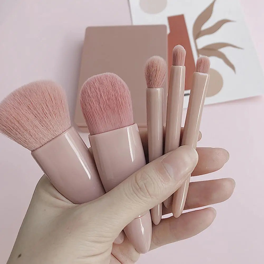 Mini 5Pcs Makeup Brush Set With Mirror Case
