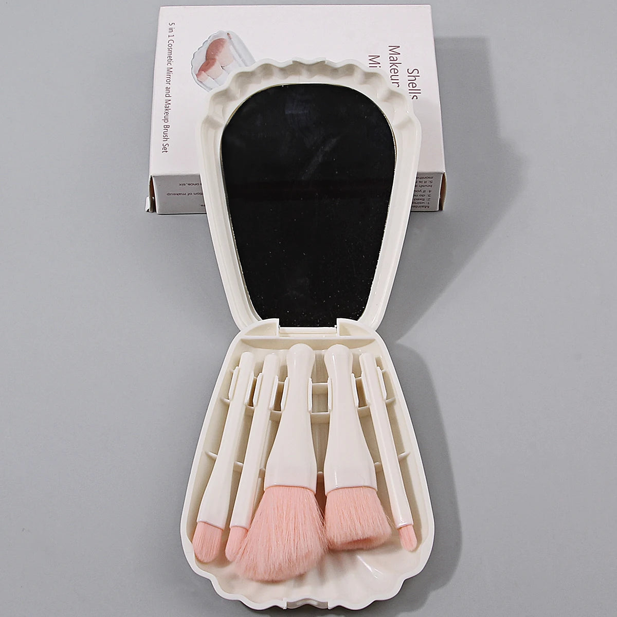 6PCS soft mini shell-shaped box with mirror storage