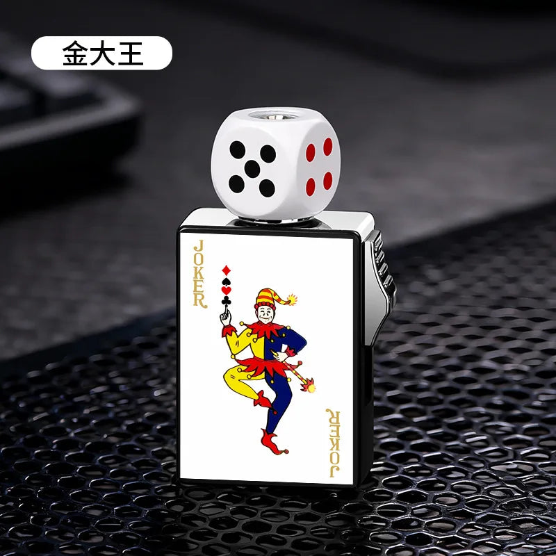 Personalized Rotating Dice Poker Red Flame Windproof Lighter Cool Luminous Decompression Igniter Gadget