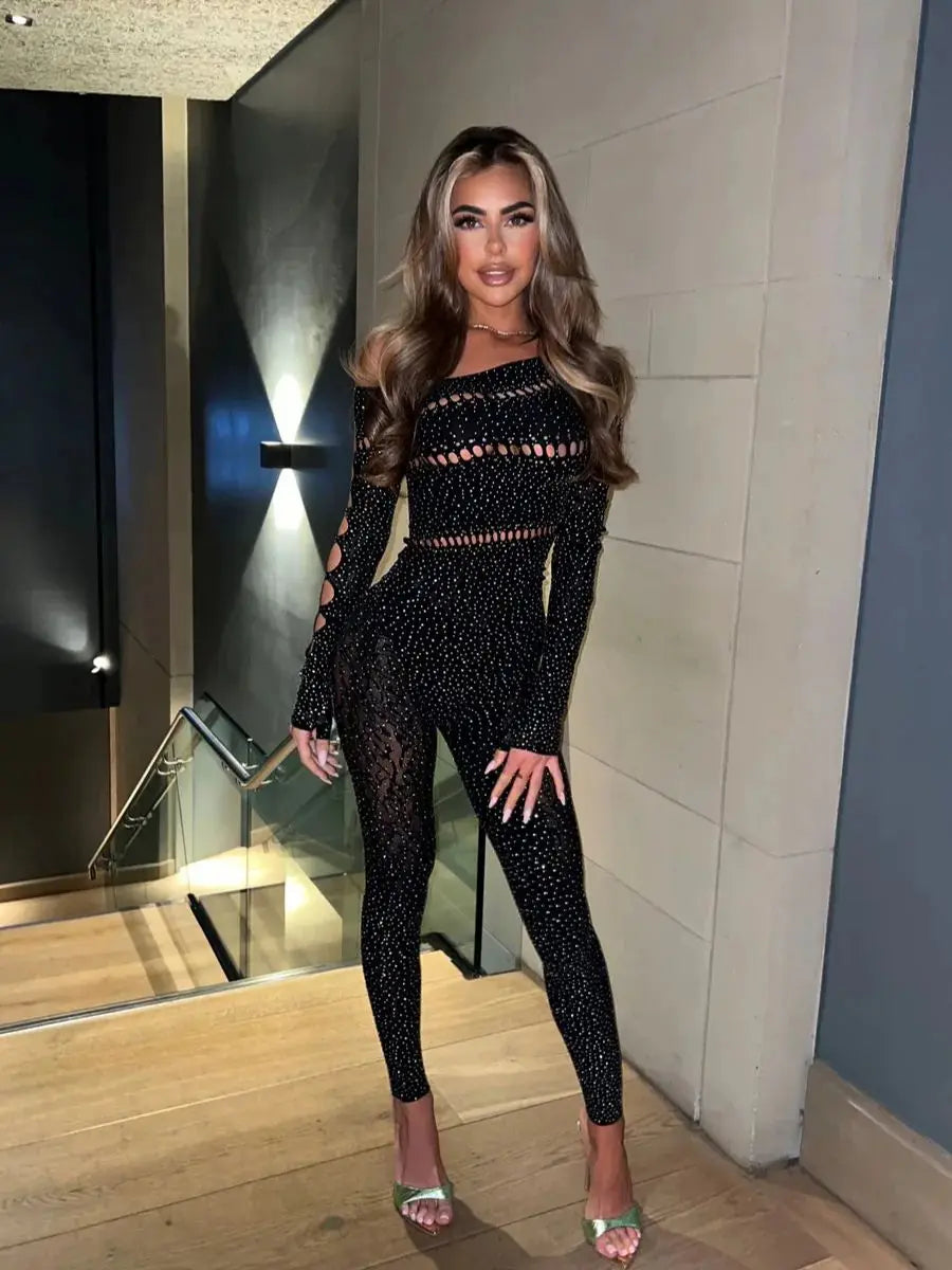 Woman's Sexy Rhinestone Bodysuit
