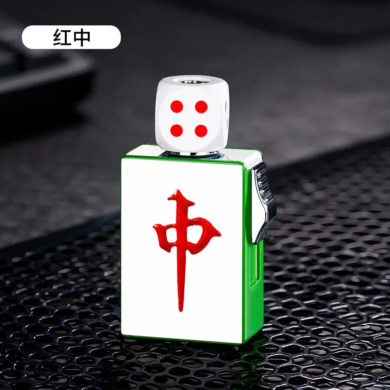 Personalized Rotating Dice Poker Red Flame Windproof Lighter Cool Luminous Decompression Igniter Gadget