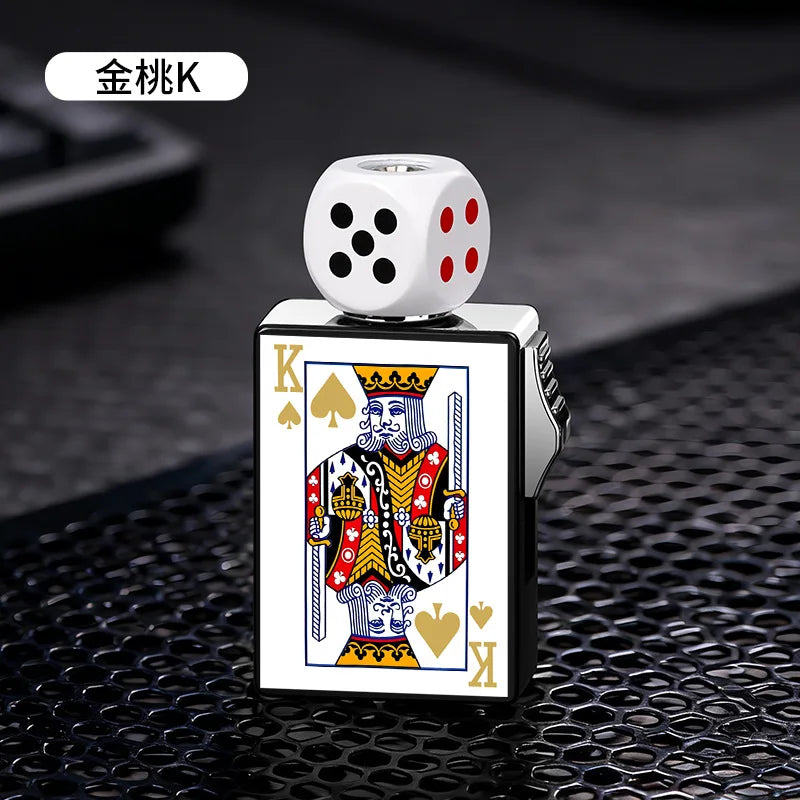 Personalized Rotating Dice Poker Red Flame Windproof Lighter Cool Luminous Decompression Igniter Gadget