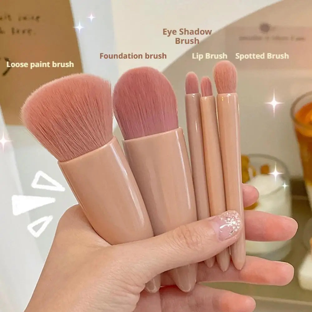 Mini 5Pcs Makeup Brush Set With Mirror Case