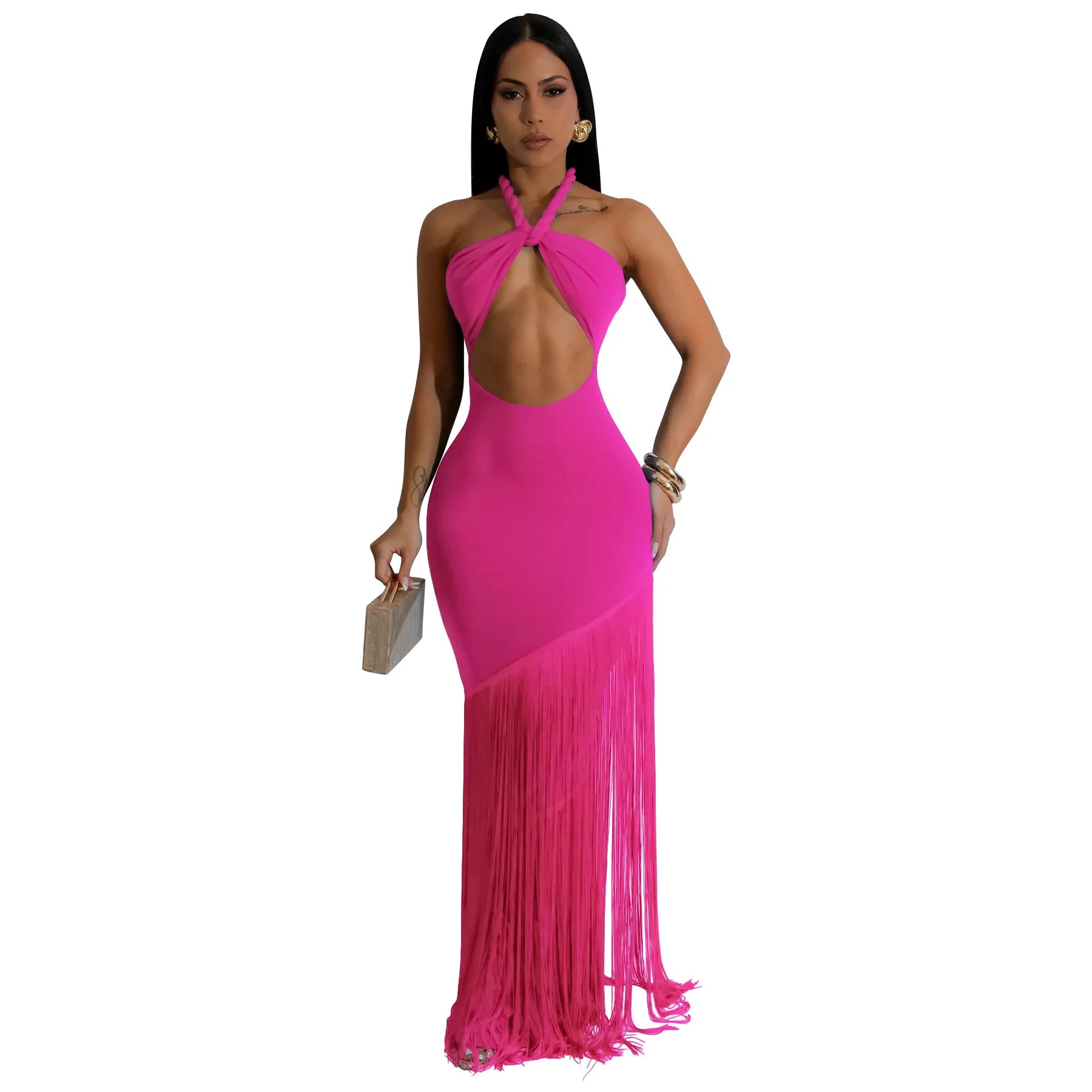 Womens Halter Bodycon Maxi Dress Sexy Backless Cut