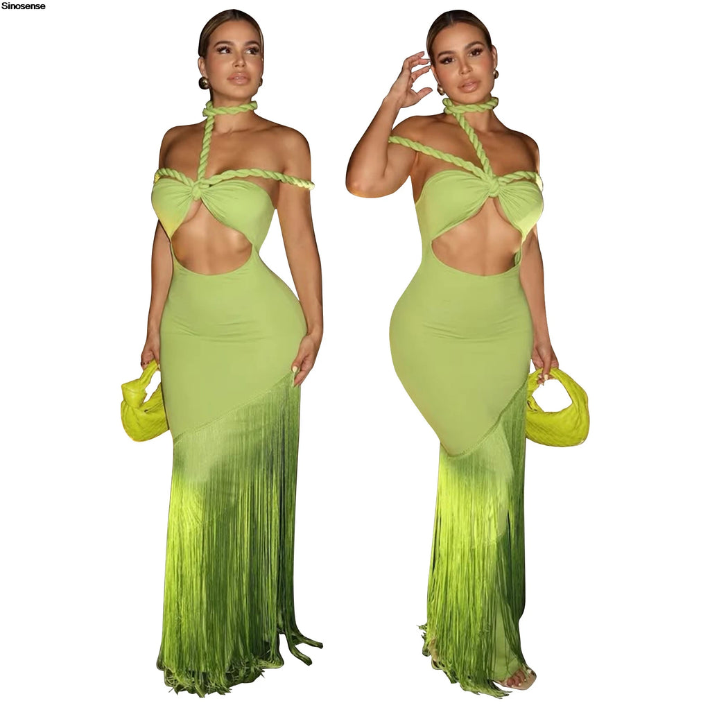 Womens Halter Bodycon Maxi Dress Sexy Backless Cut