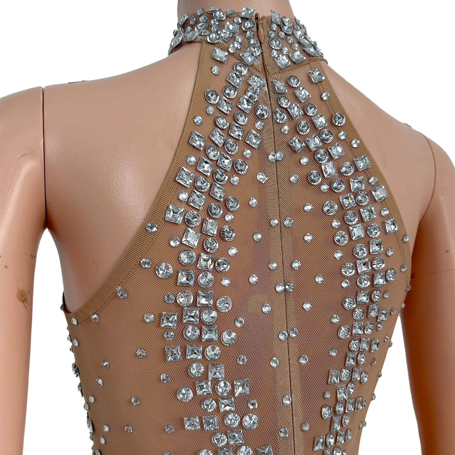 Sexy Sleeveless Hollow Out Rhinestone Jumpsuits Women Club Party One Piece Bodysuit Show Dance Rompers Stripper Festival Outfit
