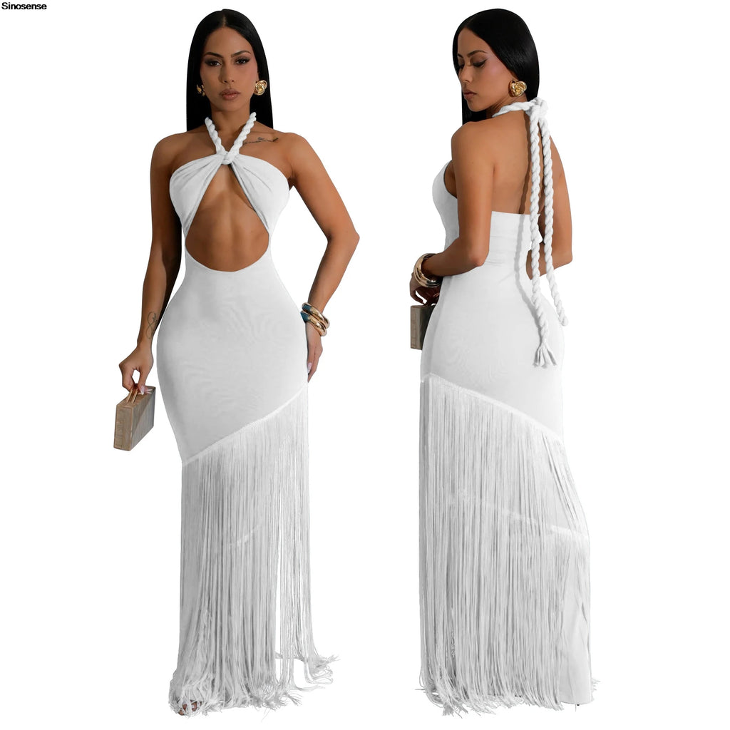 Womens Halter Bodycon Maxi Dress Sexy Backless Cut