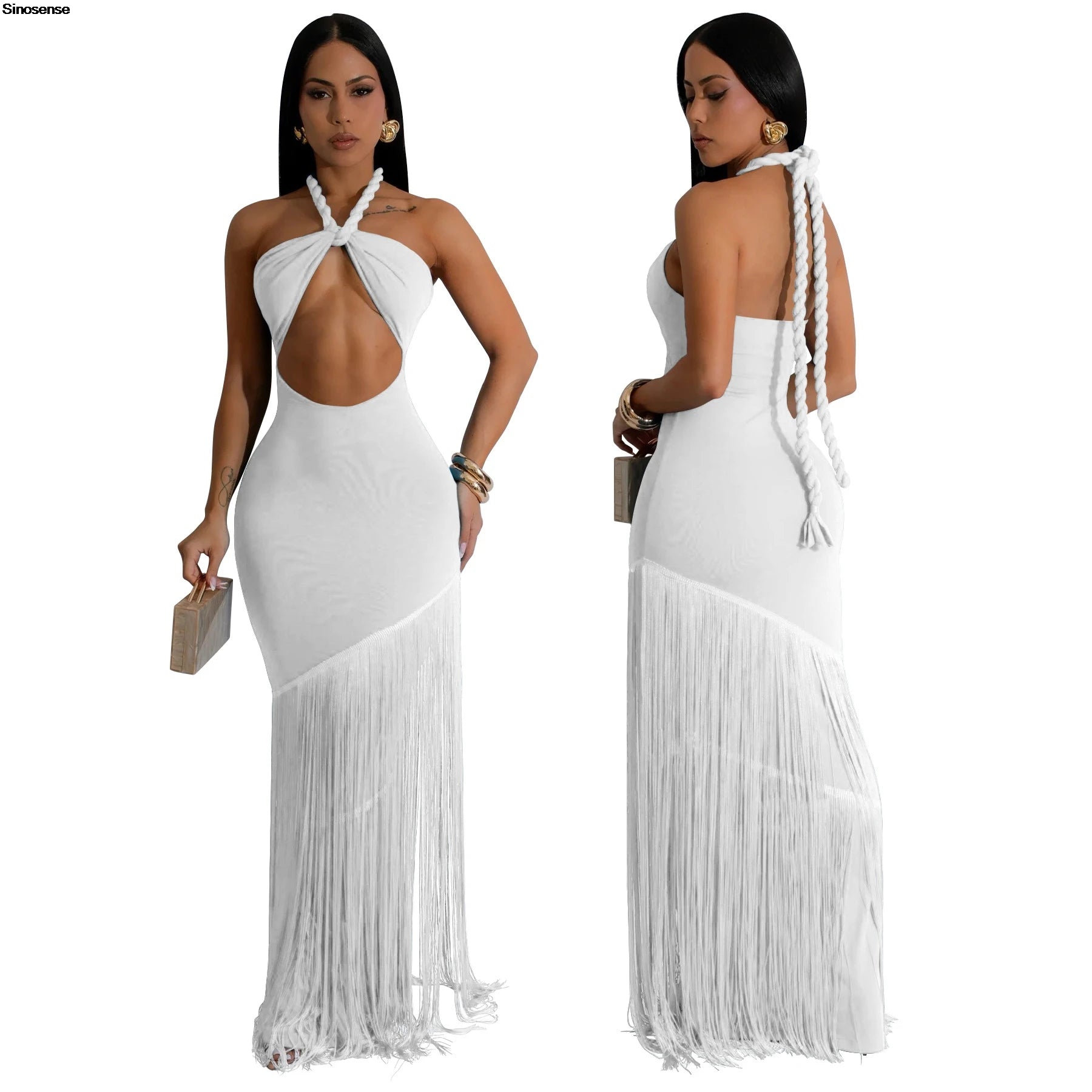 Womens Halter Bodycon Maxi Dress Sexy Backless Cut