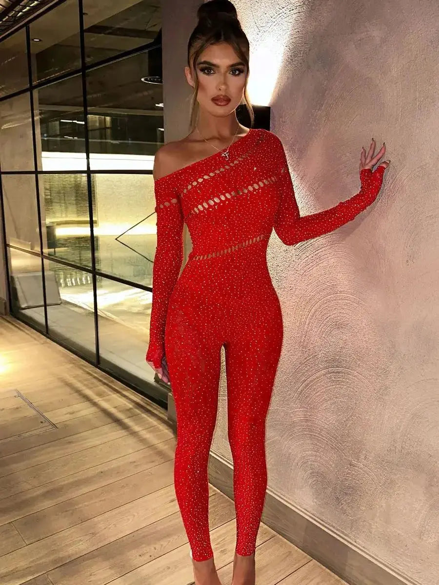 Woman's Sexy Rhinestone Bodysuit