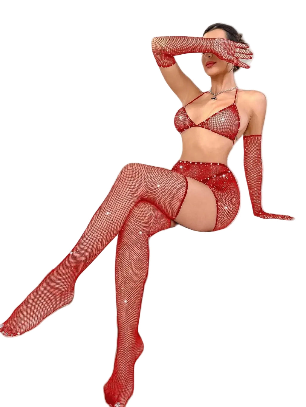 Sexy Bra Lingerie Set Bodysuit Rhinestone
