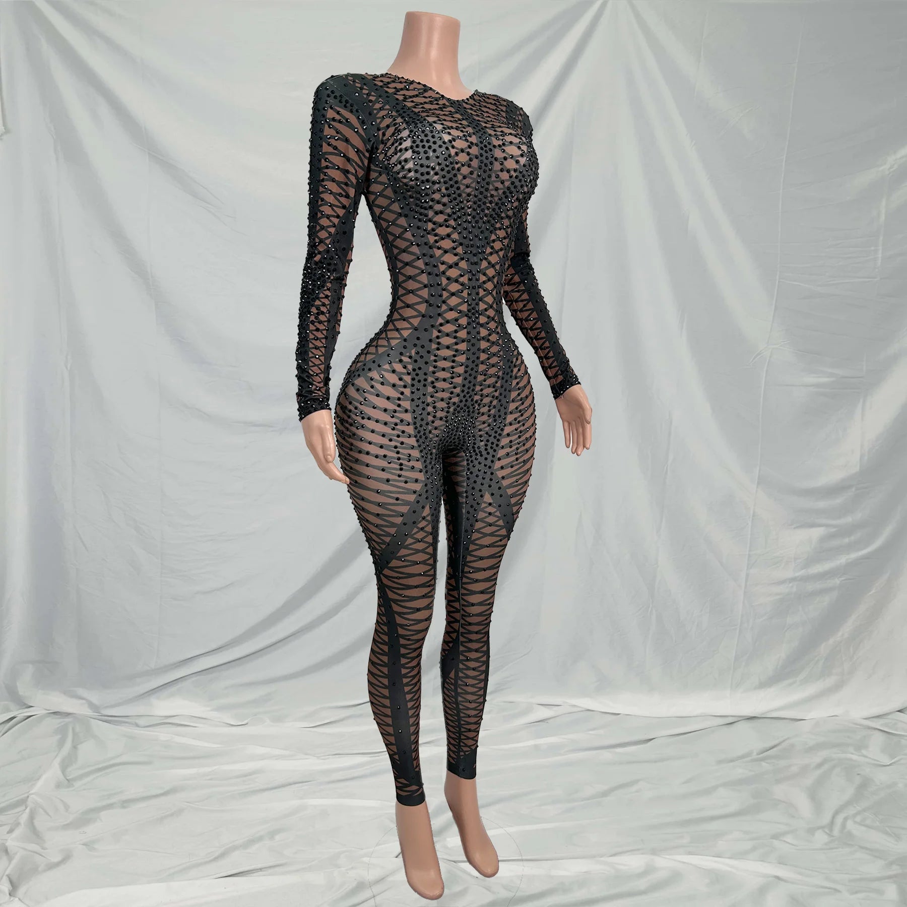 Sexy Long Sleeves Rhinestone Rompers