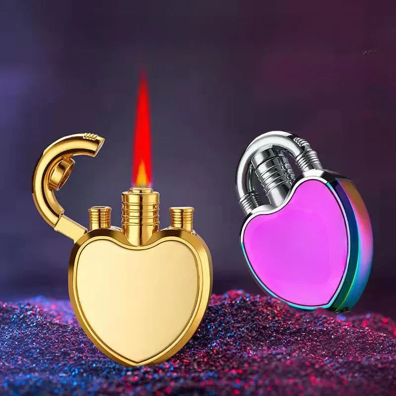 Fashion Love Style Butane Gas Lighter Portable Cool Red Flame Lady Gadget Small and Cute Reusable Inflatable Butane Gas Lighter