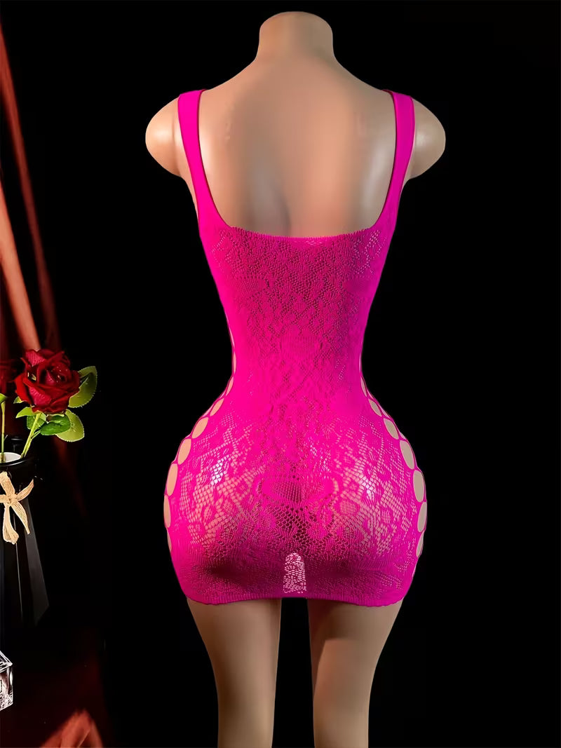 Pink heat mesh mini dress