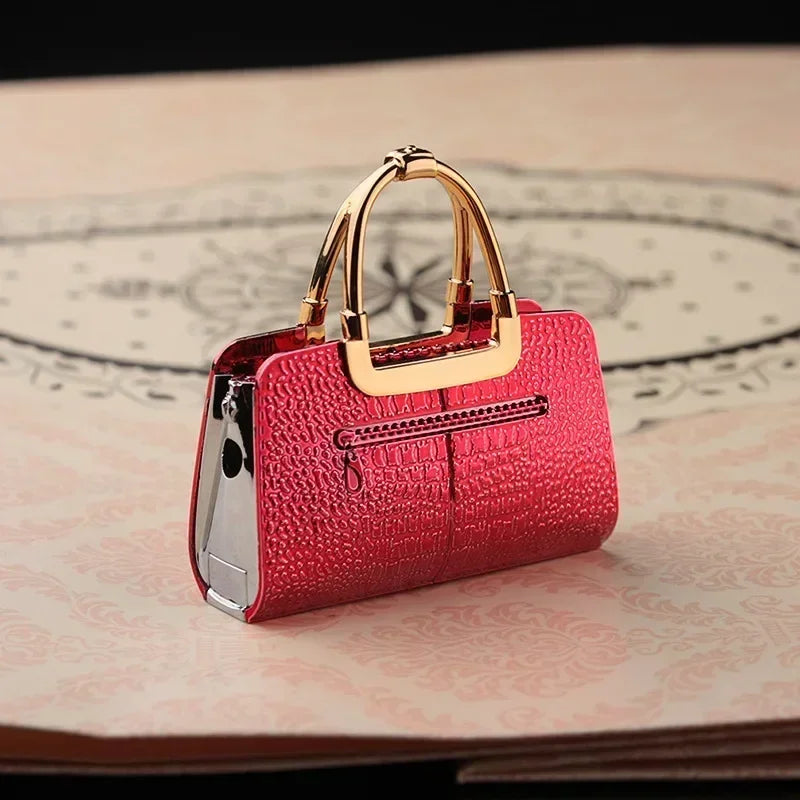 New Mini Fashion Women's Bag Inflatable Lighter Cool Open Flame Metal Butane Gas Lighter Women's Gift Cute Smoking Accessories