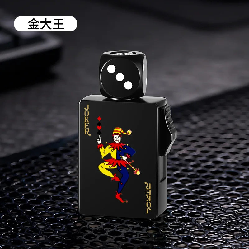 Personalized Rotating Dice Poker Red Flame Windproof Lighter Cool Luminous Decompression Igniter Gadget