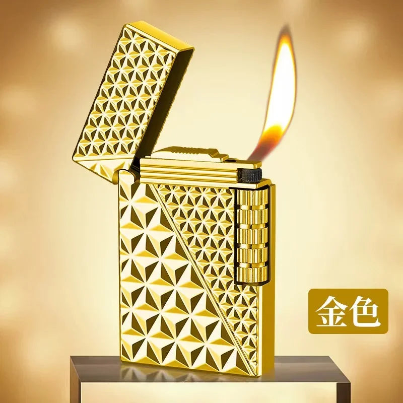 Metal Love Double Flame Butane Gas Lighter Creative LED