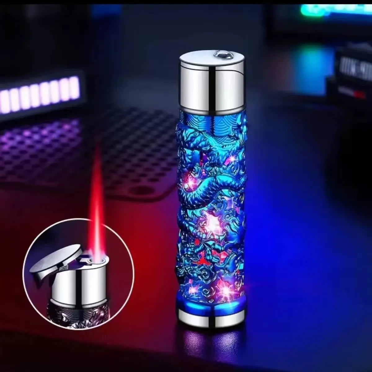 Gas Lighter Windproof Straight Torch Lighter Colorful