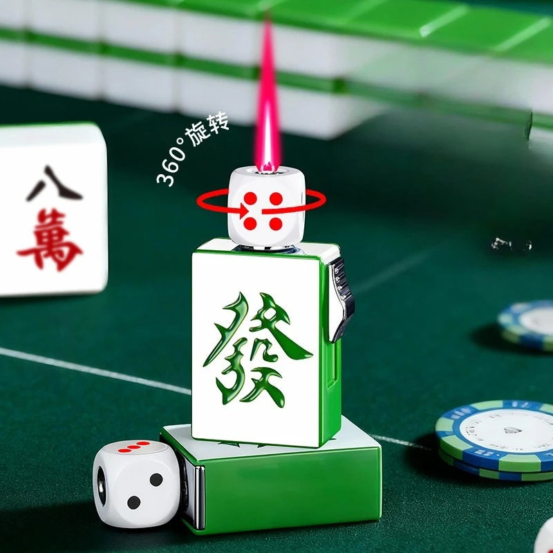 Personalized Rotating Dice Poker Red Flame Windproof Lighter Cool Luminous Decompression Igniter Gadget