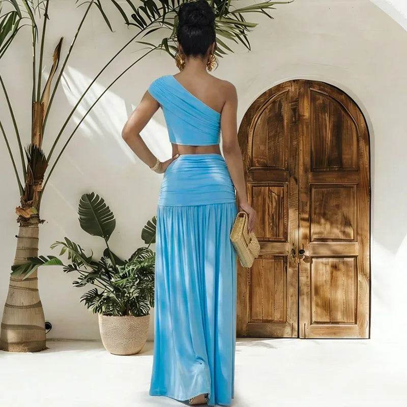 Doyerl Ruched Elegant Party Dress Sets Women 2 Piece Set