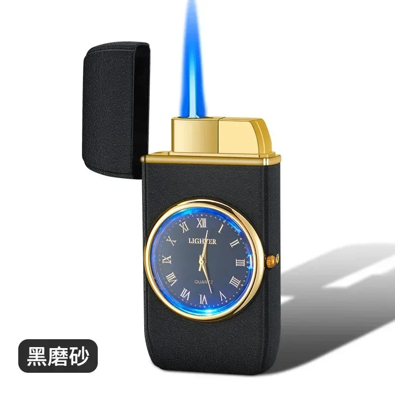 New Quartz Watch Windproof Lighter Metal Blue Light Rocker