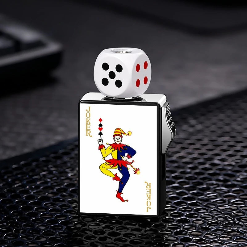 Personalized Rotating Dice Poker Red Flame Windproof Lighter Cool Luminous Decompression Igniter Gadget