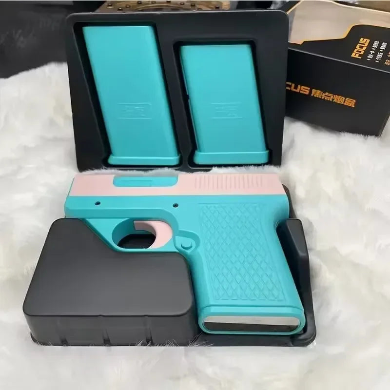 Windproof Capacity 10PCS Pistol style Inflatable Lighter with 3 Cigarette Boxes Jet style Deep Blue Flame Lighter Smoking Gift