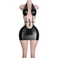 Patent Leather Jumpsuit Set Bodysuit Skirt Clubwear