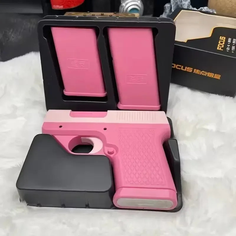 Windproof Capacity 10PCS Pistol style Inflatable Lighter with 3 Cigarette Boxes Jet style Deep Blue Flame Lighter Smoking Gift