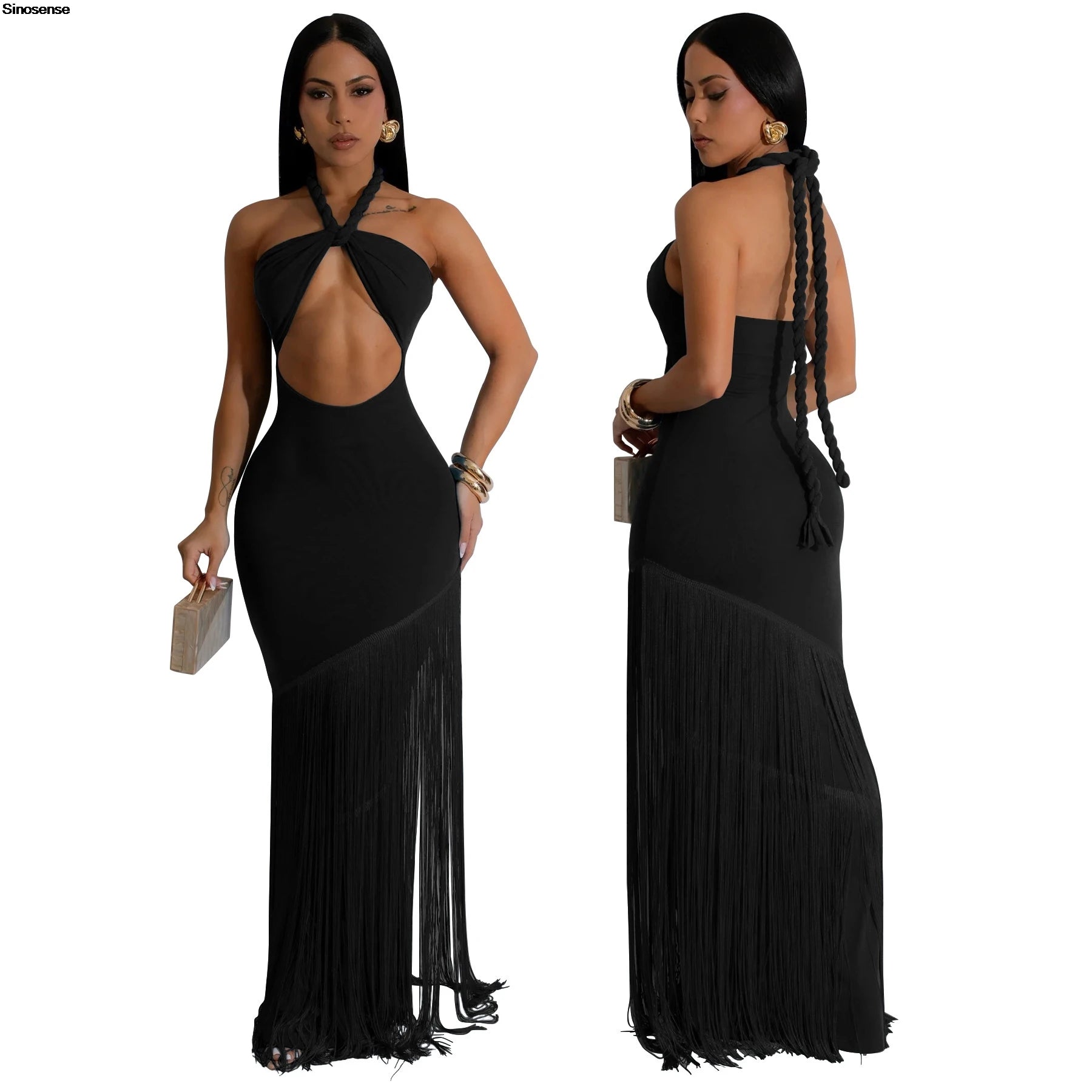 Womens Halter Bodycon Maxi Dress Sexy Backless Cut