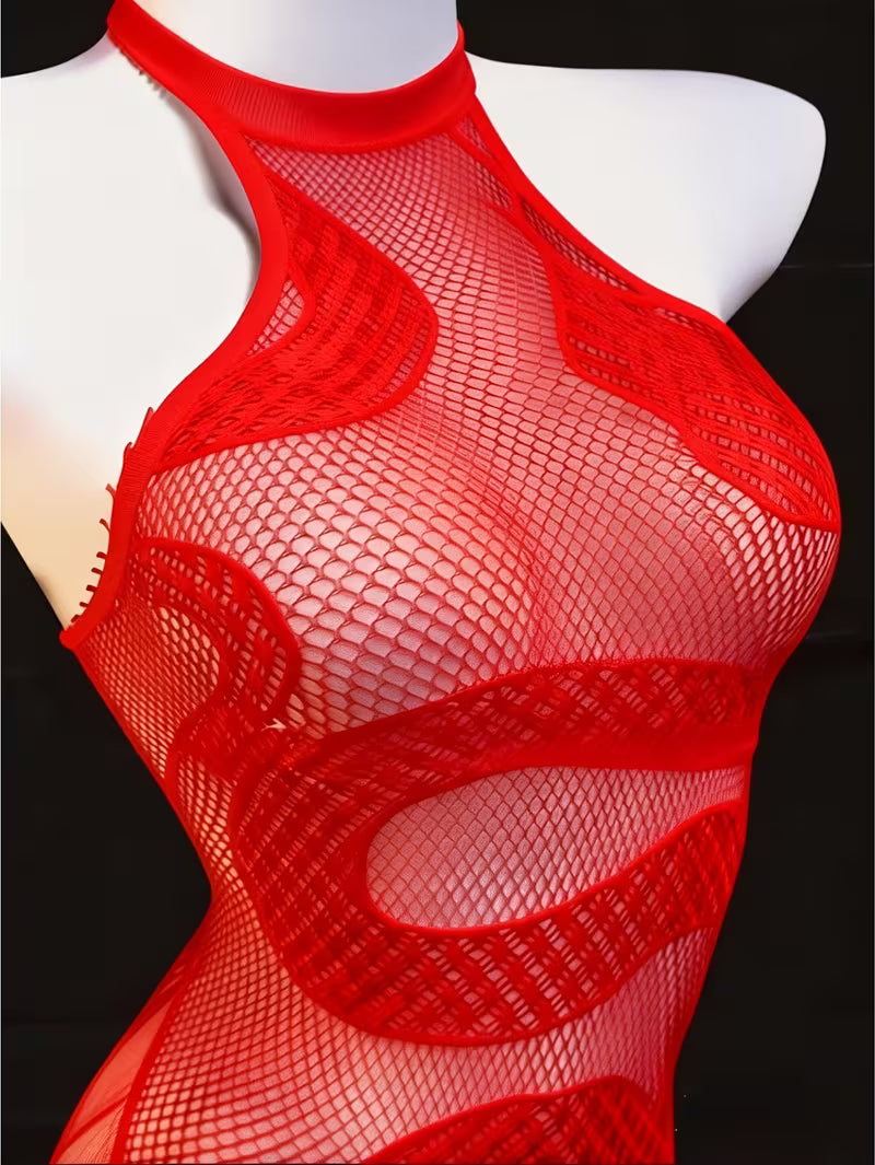 Ruby Flame Mesh Bodysuit