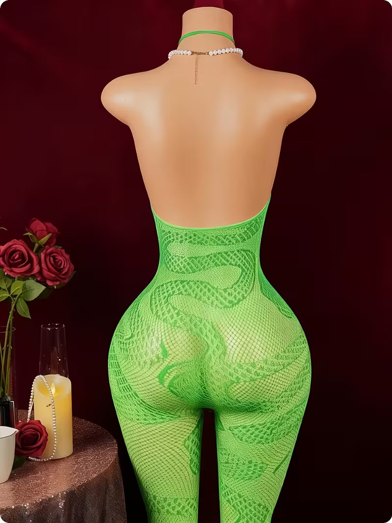Green mesh body suit