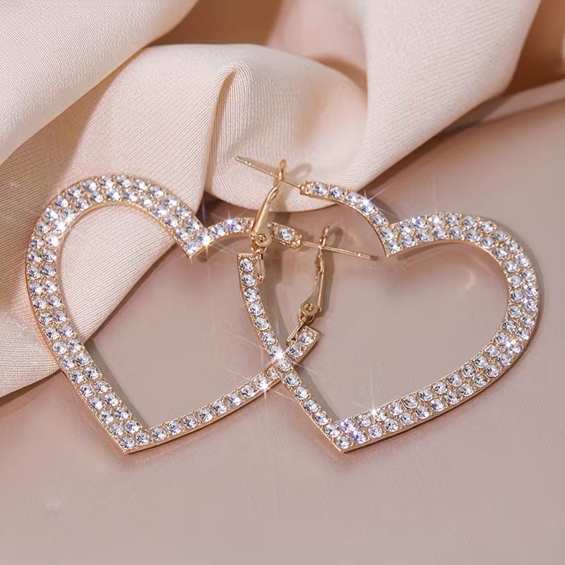 Dimond hoop heart earrings