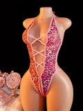 Pink Leopard Lace-Up Bodysuit