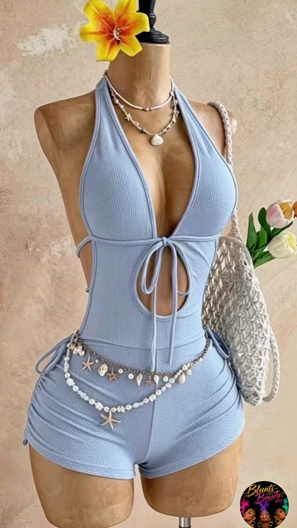 sexy light blue 1 piece